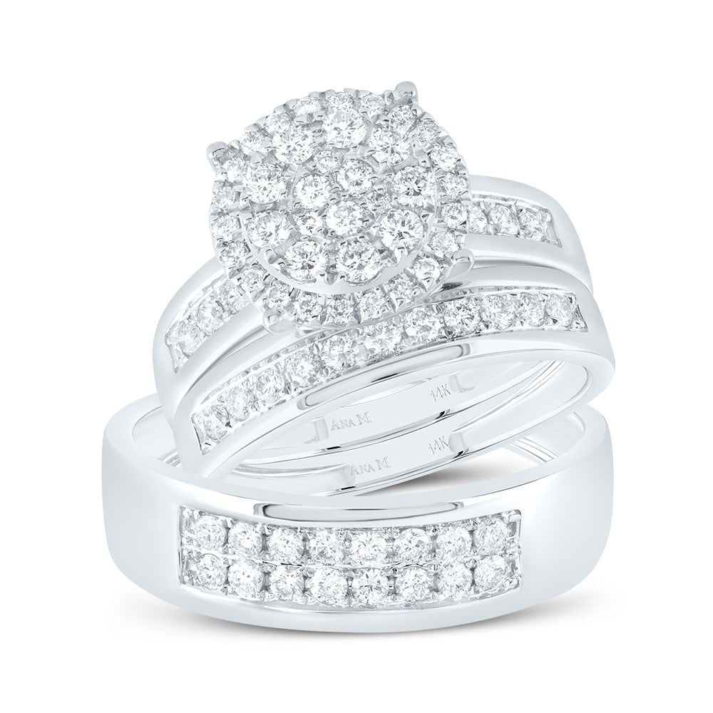 14K White Gold Diamond Trio Ring Set 1 Cttw - Splendid Jewellery