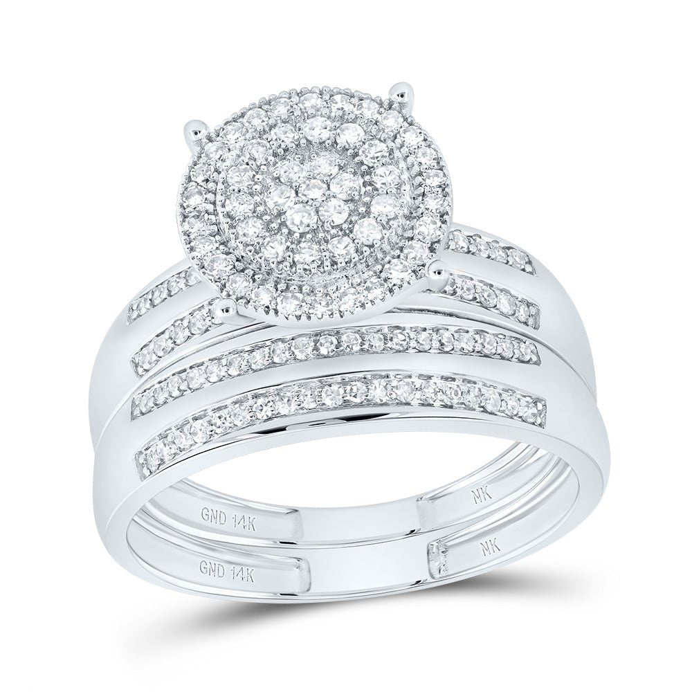 14K White Gold Diamond Trio Ring Set 5/8 Cttw - Splendid Jewellery