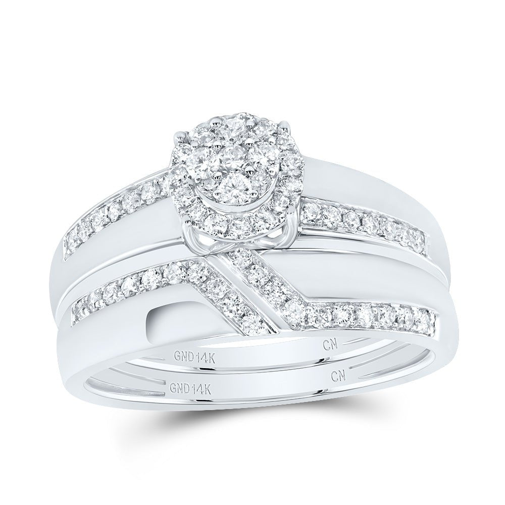 14K White Gold Diamond Trio Ring Set 5/8 Cttw - Splendid Jewellery