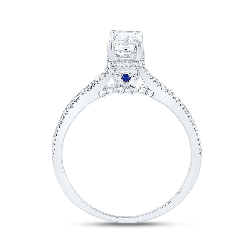 14K White Gold Emerald Diamond Engagement Ring 1 Cttw - Splendid Jewellery
