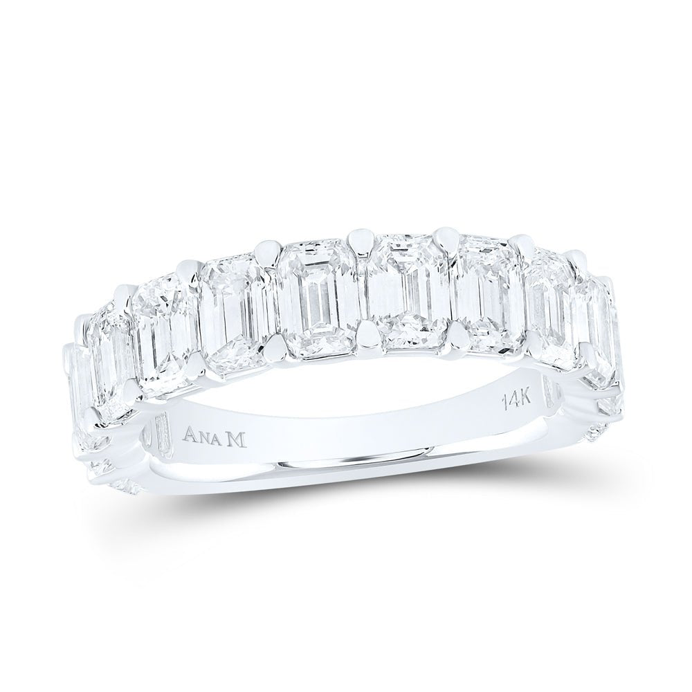 14K White Gold Emerald Diamond Fashion Emerald Band 4 Cttw - Splendid Jewellery