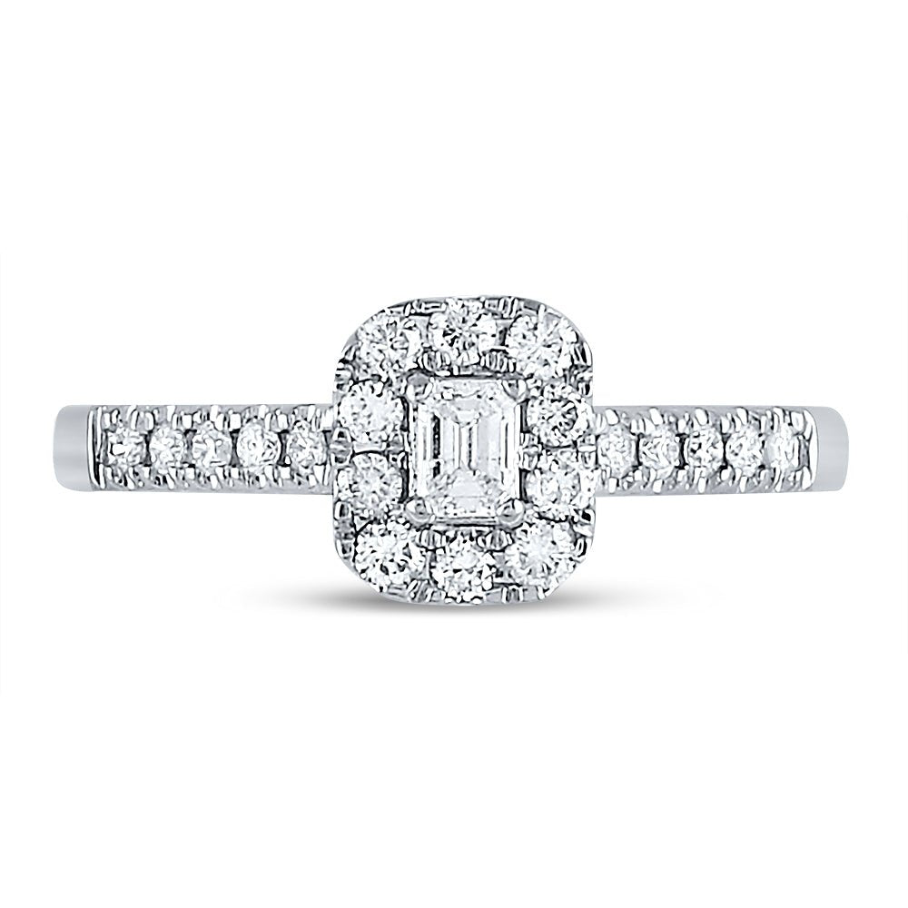 14K White Gold Emerald Diamond Women's Emerald Solitaire Bridal Wedding Engagement Ring (Certified) 1/2 Cttw - Splendid Jewellery