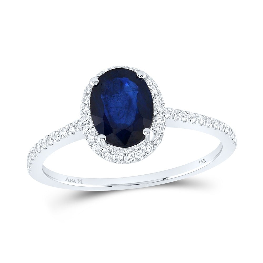 14K White Gold Natural Blue Sapphire Gemstone Ring 1/5 Cttw - Splendid Jewellery
