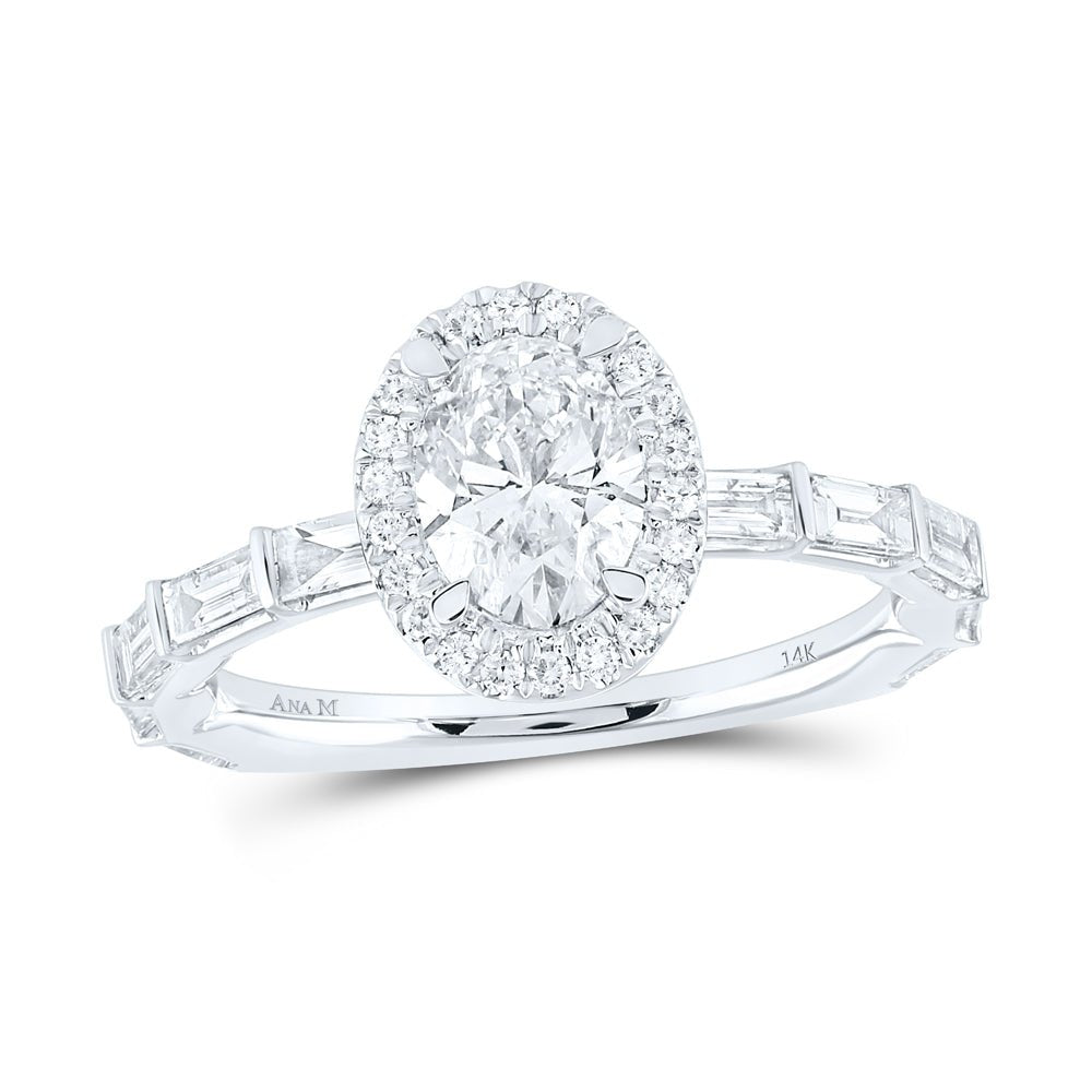 14K White Gold Oval Diamond Single Halo Engagement Ring 2 Cttw - Splendid Jewellery