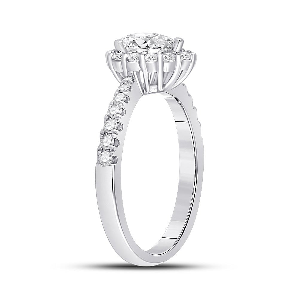 14K White Gold Pear Diamond Women's Pear Halo Bridal Wedding Engagement Ring (Certified) 1 Cttw - Splendid Jewellery