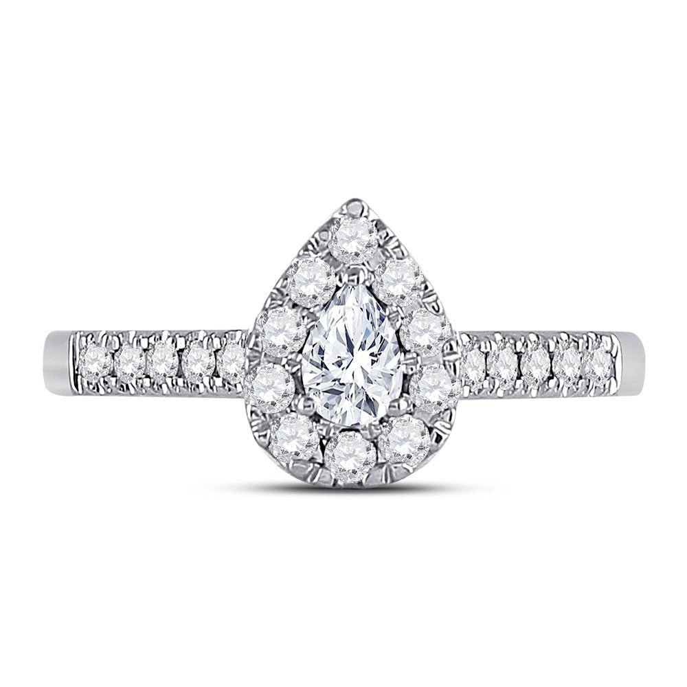 14K White Gold Pear Diamond Women's Pear Solitaire Bridal Wedding Engagement Ring (Certified) 1/2 Cttw - Splendid Jewellery