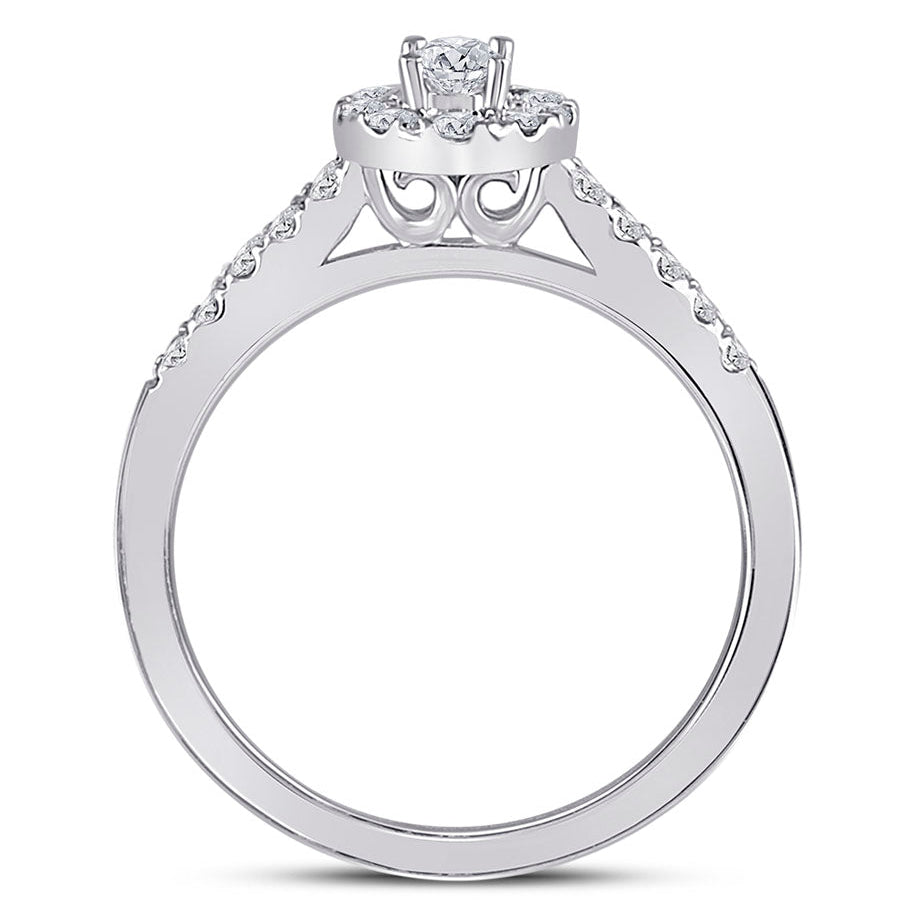 14K White Gold Pear Diamond Women's Pear Solitaire Bridal Wedding Engagement Ring (Certified) 1/2 Cttw - Splendid Jewellery