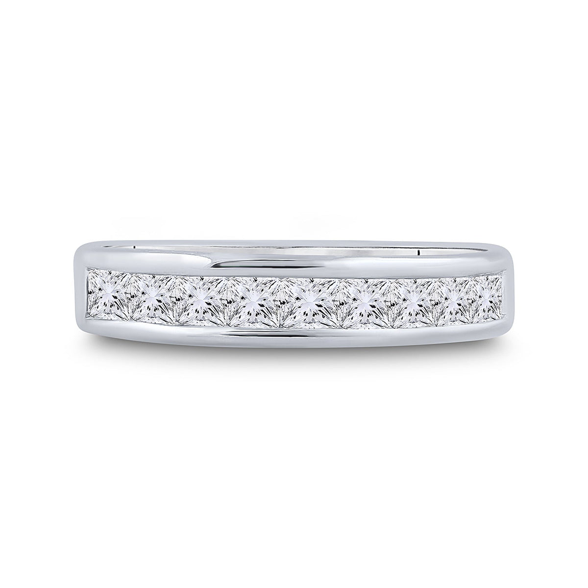 14K White Gold Princess Diamond Channel Set Single Row Wedding Band 1 Cttw - Splendid Jewellery