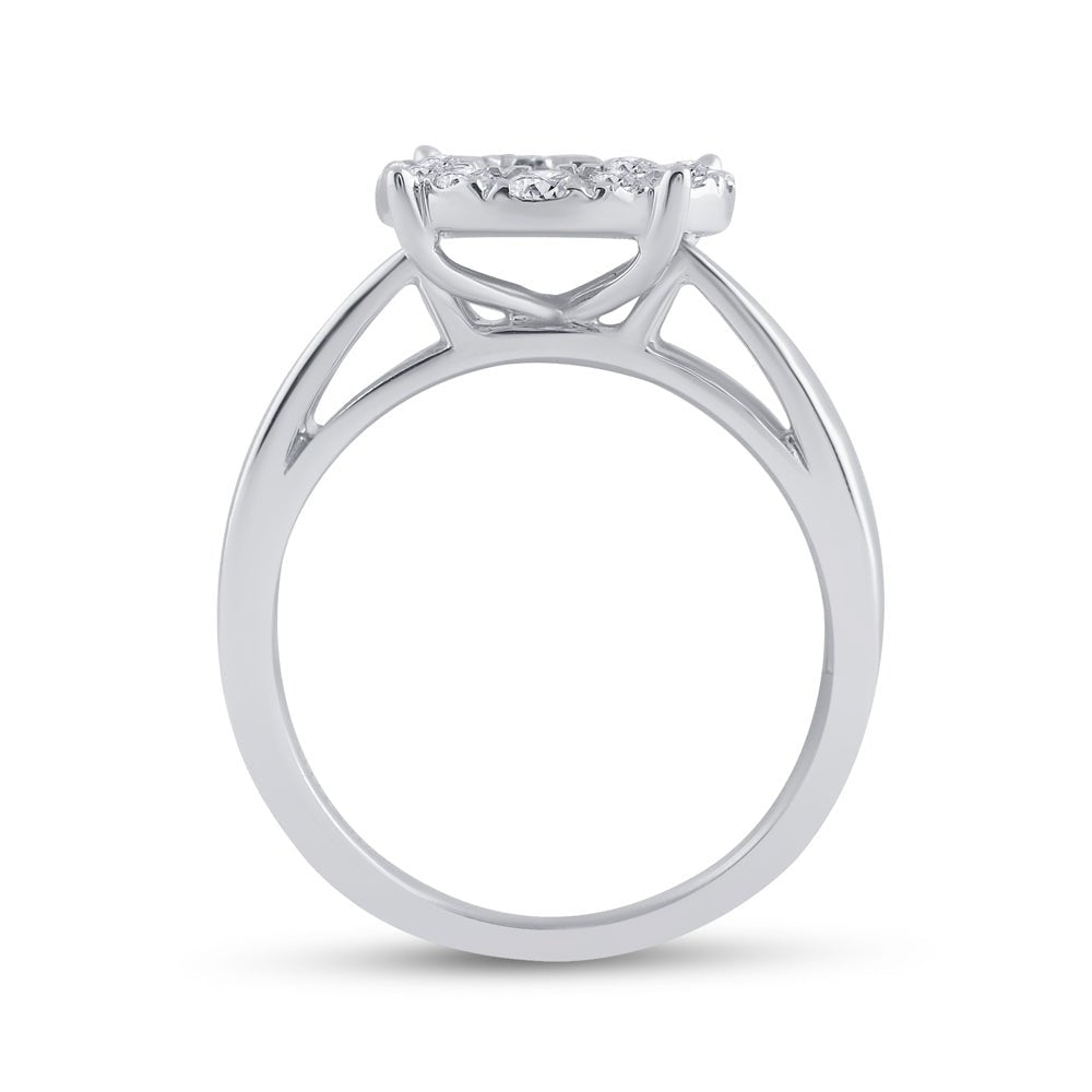 14K White Gold Princess Diamond Cluster Bridal Wedding Engagement Ring 1 Cttw - Splendid Jewellery