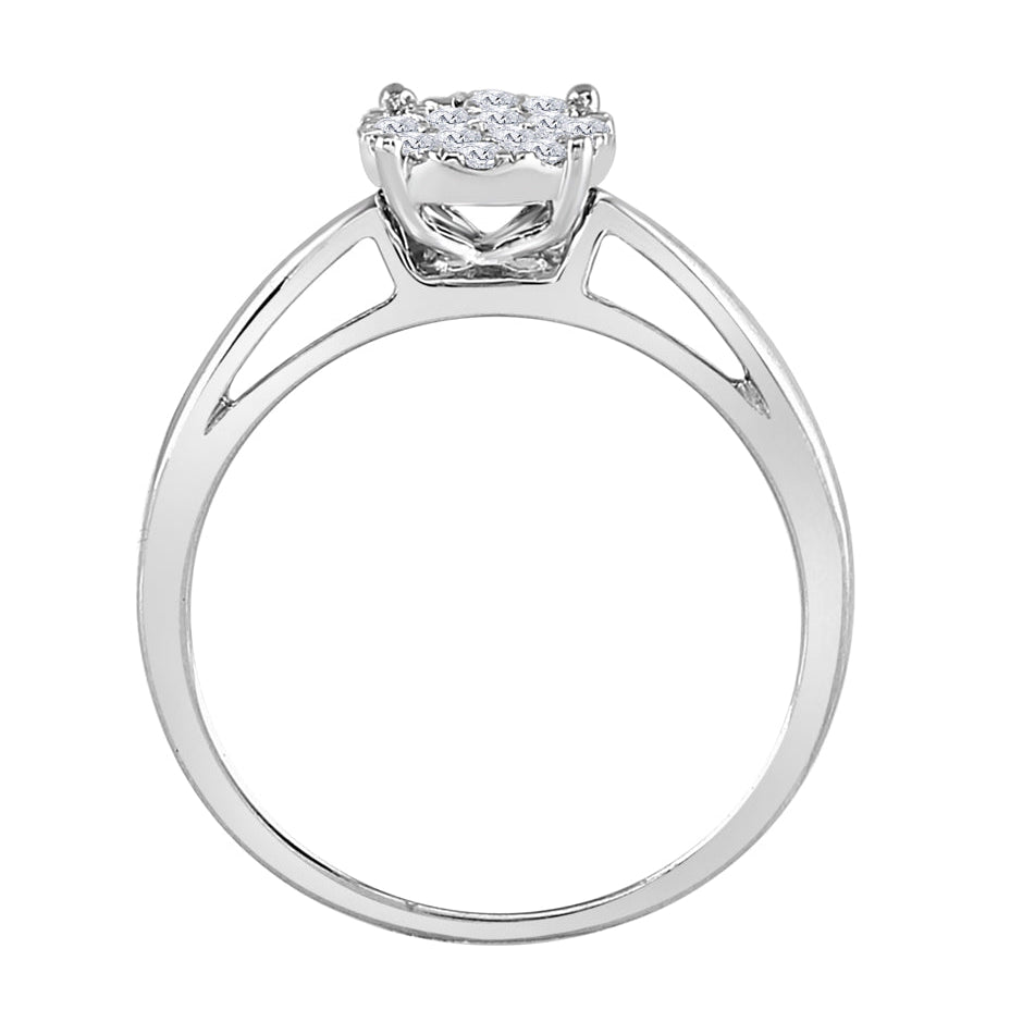 14K White Gold Princess Diamond Cluster Bridal Wedding Engagement Ring 1/4 Cttw - Splendid Jewellery