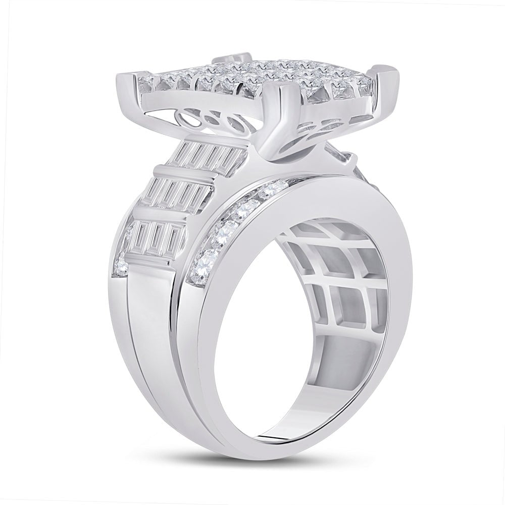 14K White Gold Princess Diamond Cluster Bridal Wedding Engagement Ring 5 Cttw - Splendid Jewellery
