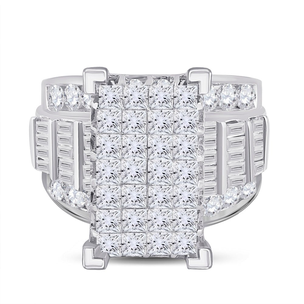 14K White Gold Princess Diamond Cluster Bridal Wedding Engagement Ring 5 Cttw - Splendid Jewellery