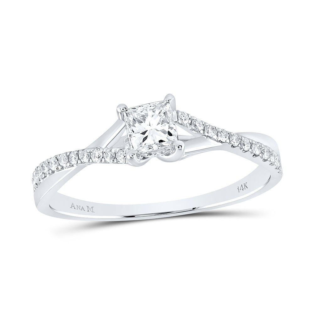 14K White Gold Princess Diamond Engagement Ring 1/2 Cttw - Splendid Jewellery