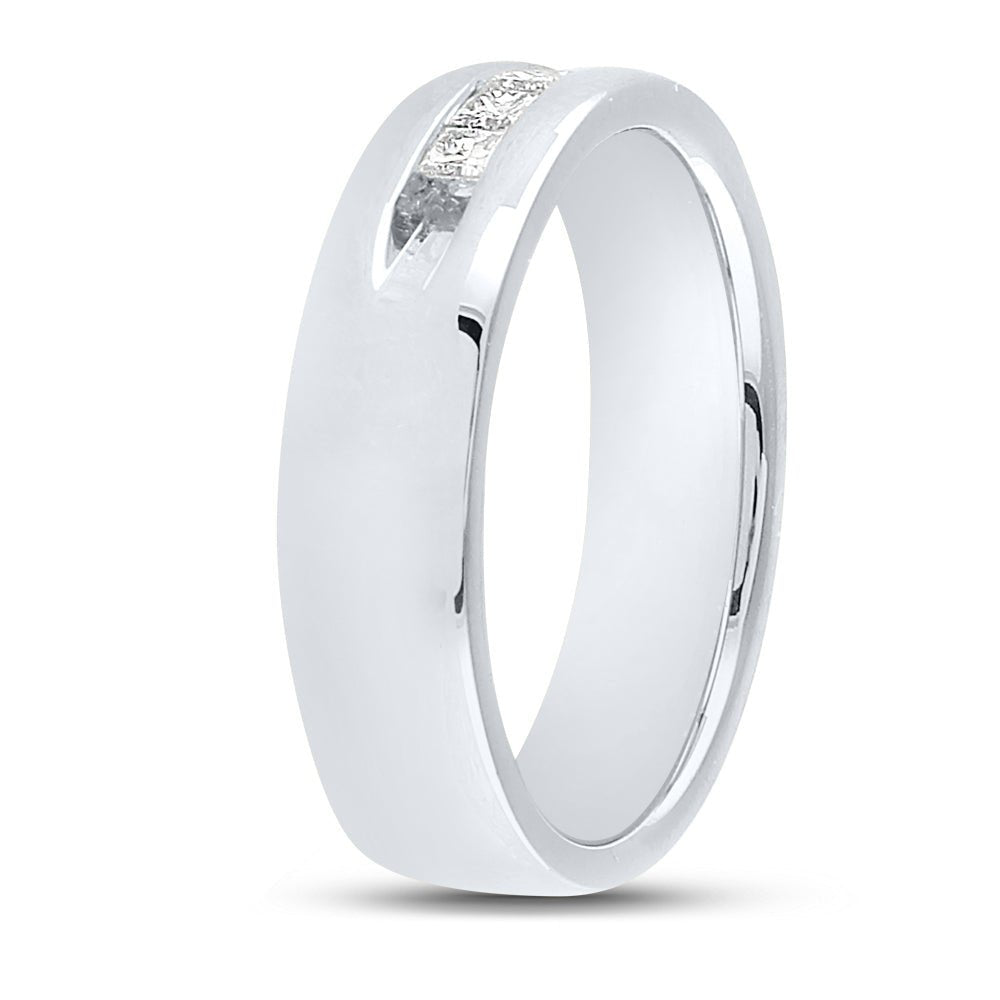 14K White Gold Princess Diamond Men's Princess Single Row Channel Set Wedding Band 1/2 Cttw - Splendid Jewellery