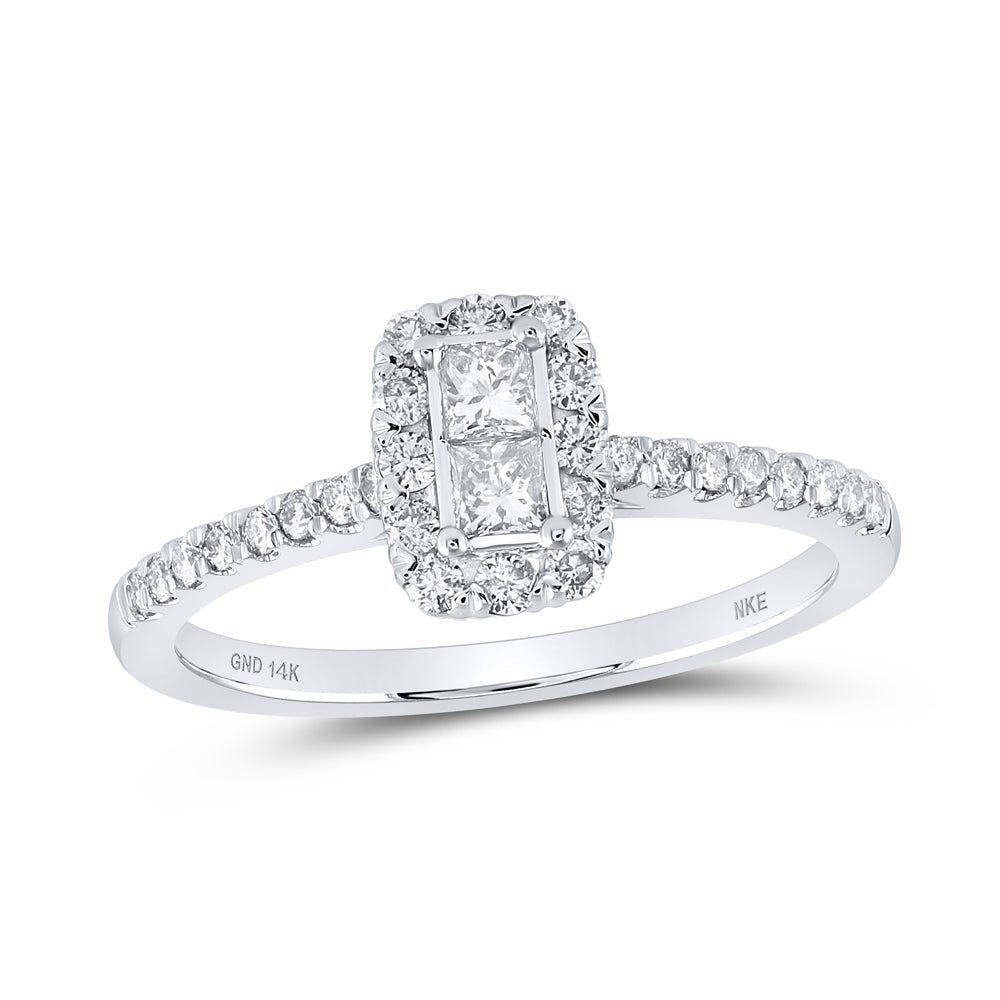 14K White Gold Princess Diamond Ring 1/2 Cttw - Splendid Jewellery