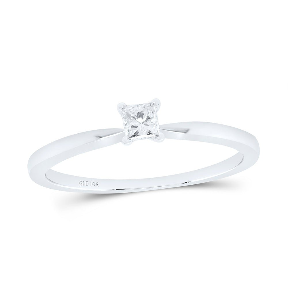 14K White Gold Princess Diamond Solitaire Bridal Wedding Engagement Ring 1/6 Cttw - Splendid Jewellery