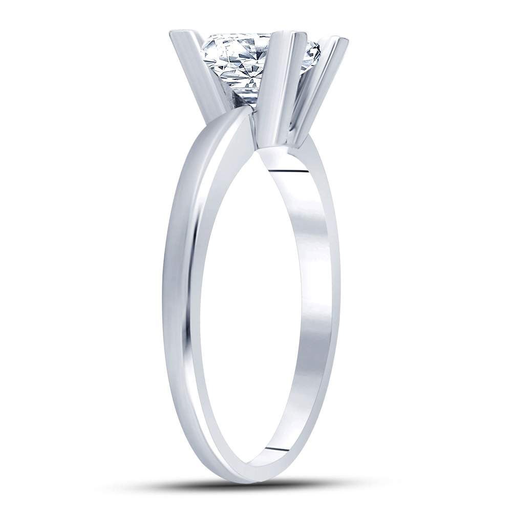 14K White Gold Princess Diamond Solitaire Certified Bridal Wedding Engagement Ring 1 Cttw - Splendid Jewellery