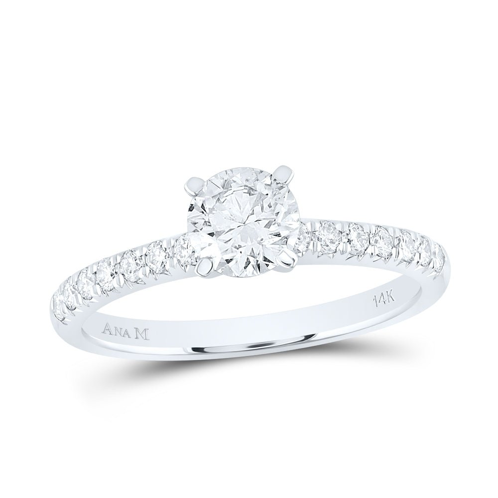 14K White Gold Round Diamond Engagement Ring 1 Cttw - Splendid Jewellery