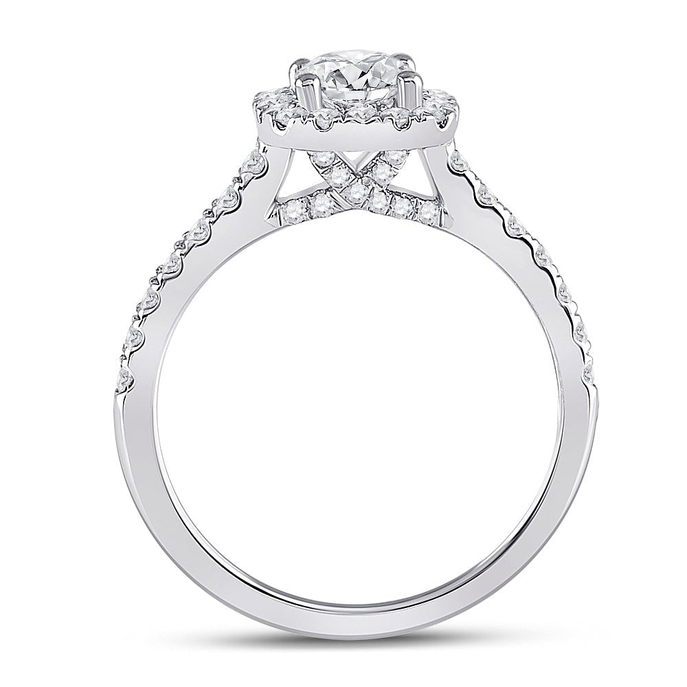 14K White Gold Round Diamond Engagement Single Halo 11/3 Cttw - Splendid Jewellery