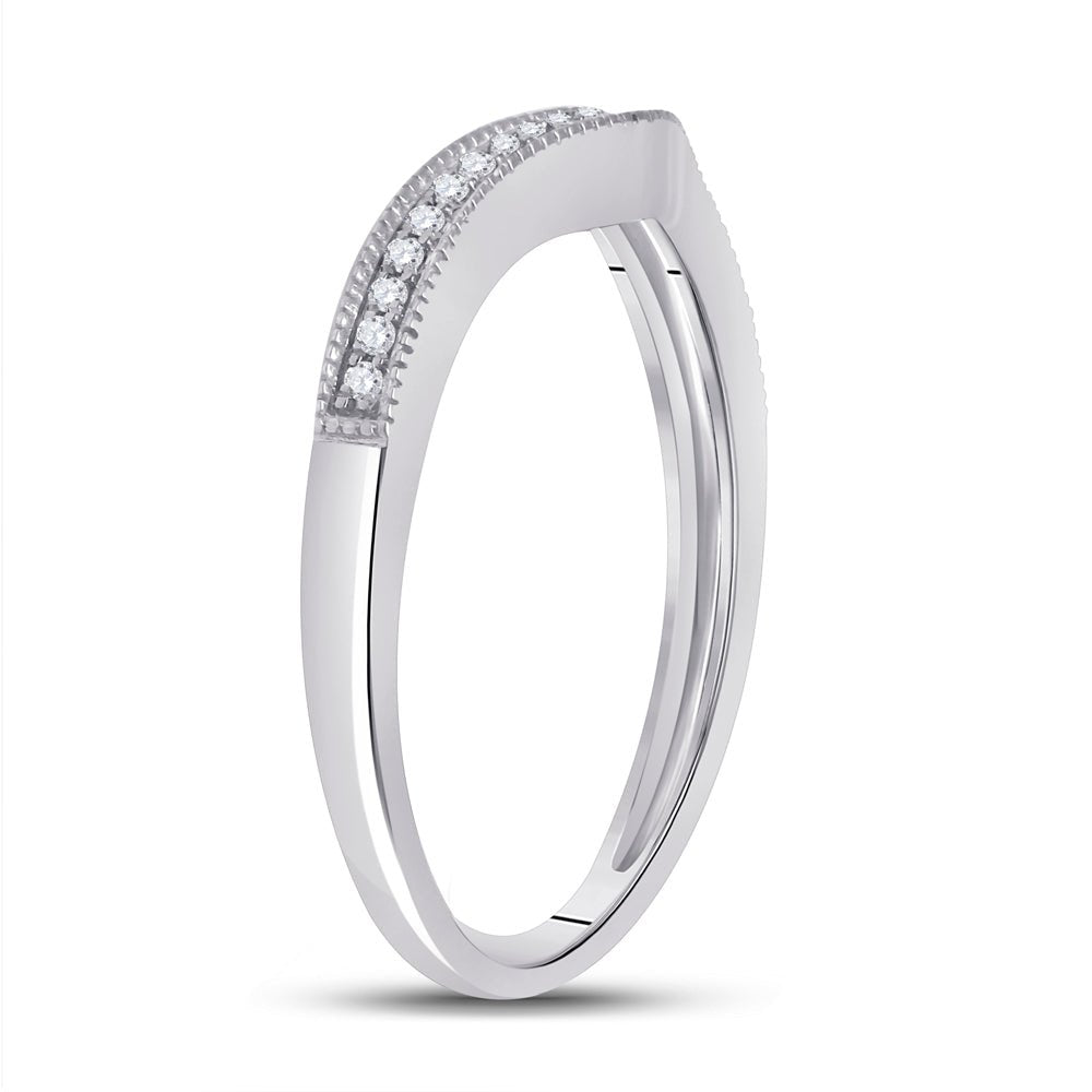 14K White Gold Round Diamond Enhancer Band 1/12 Cttw - Splendid Jewellery