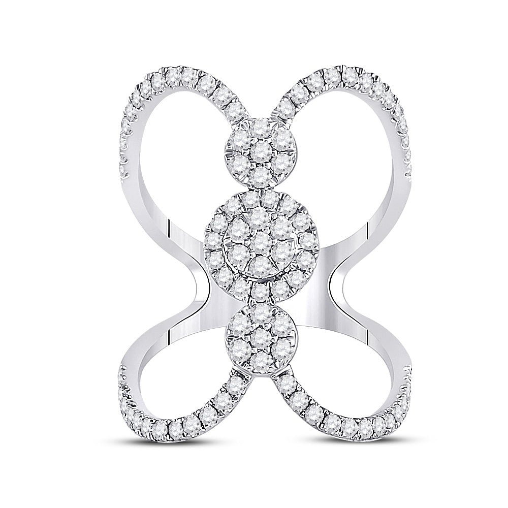 14K White Gold Round Diamond Fashion Women's Band 7/8 Cttw - Splendid Jewellery