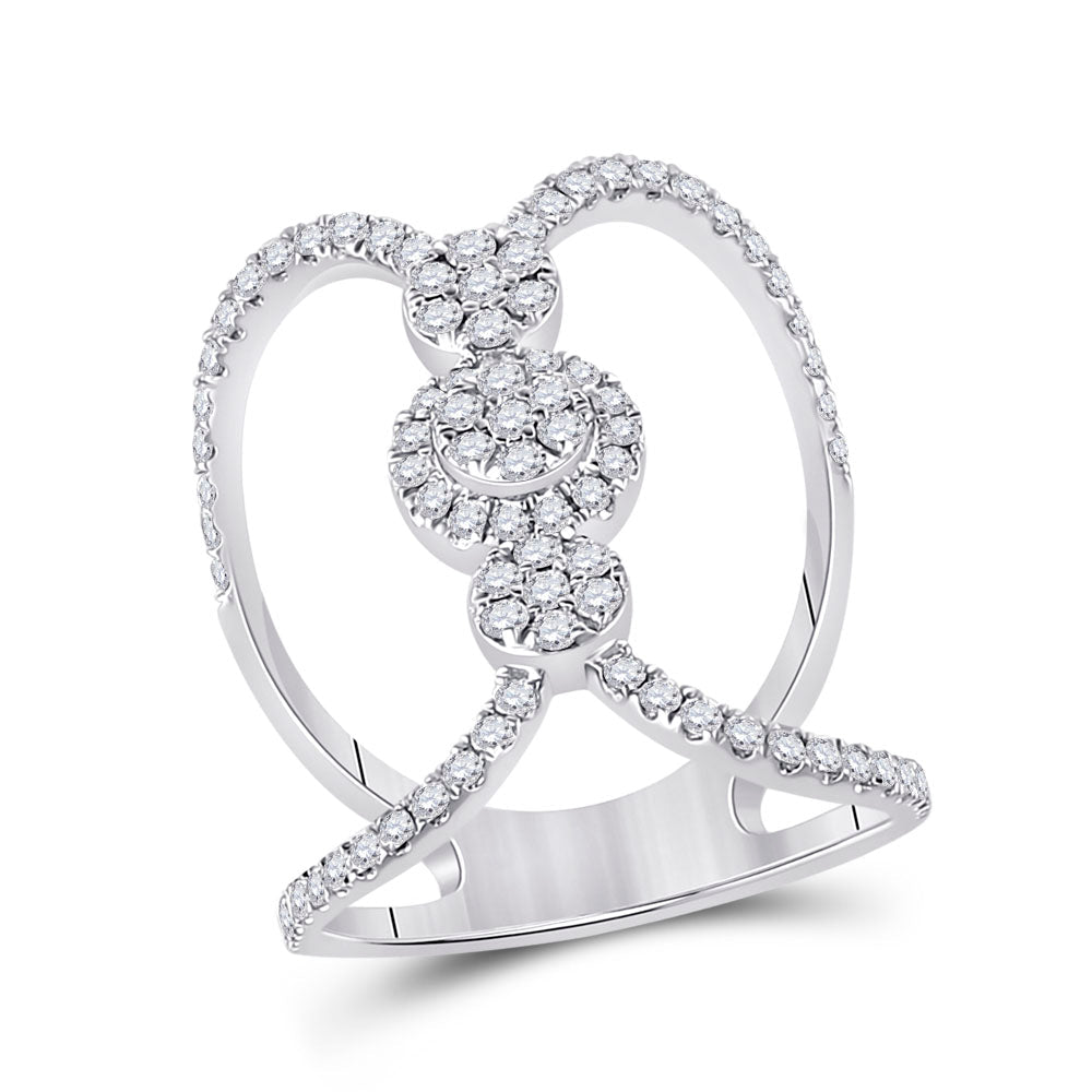 14K White Gold Round Diamond Fashion Women's Band 7/8 Cttw - Splendid Jewellery