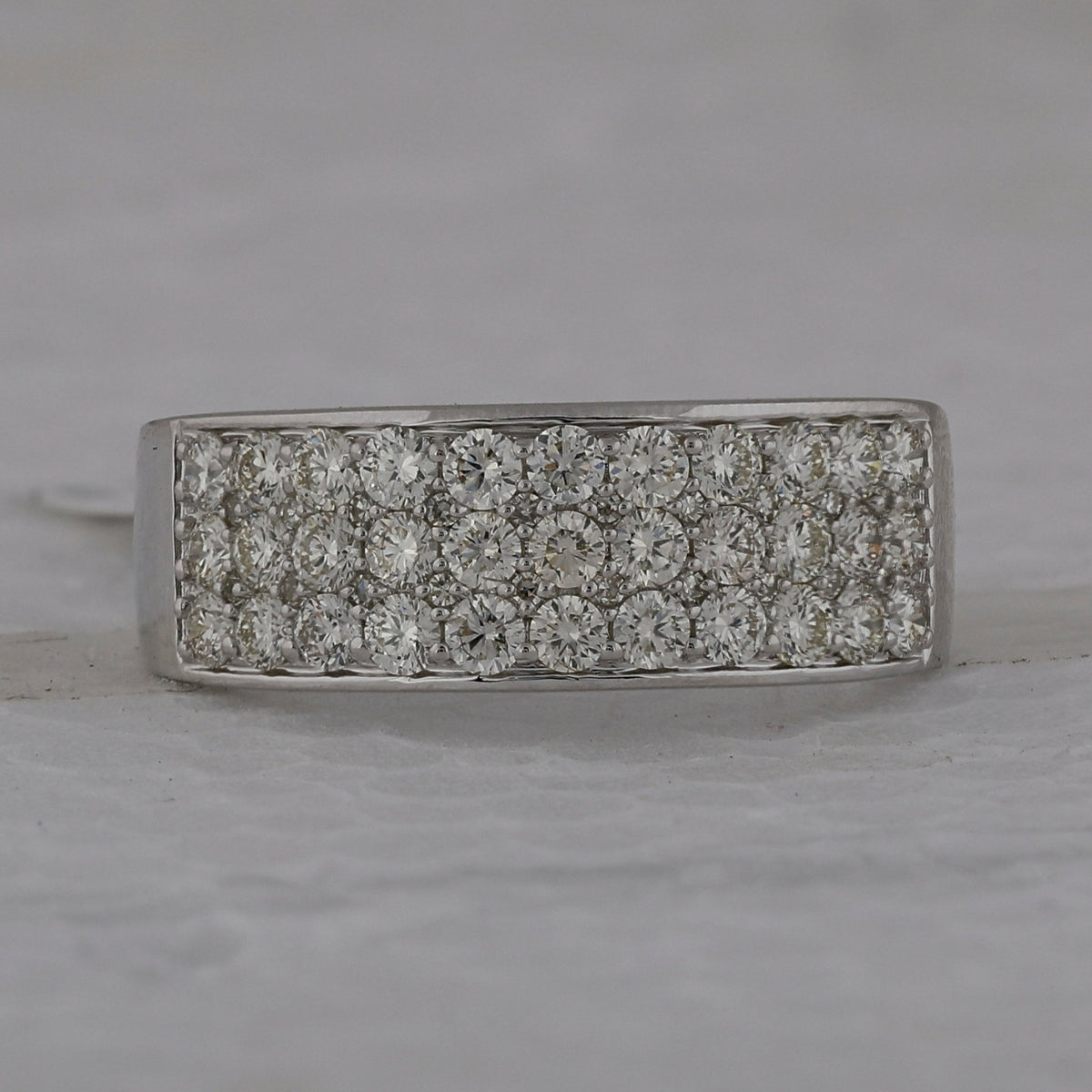14K White Gold Round Diamond Mens Band 1 3/8 Cttw - Splendid Jewellery