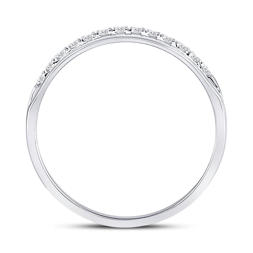 14K White Gold Round Diamond Men's Machine Set Wedding Band Ring 1/5 Cttw - Splendid Jewellery