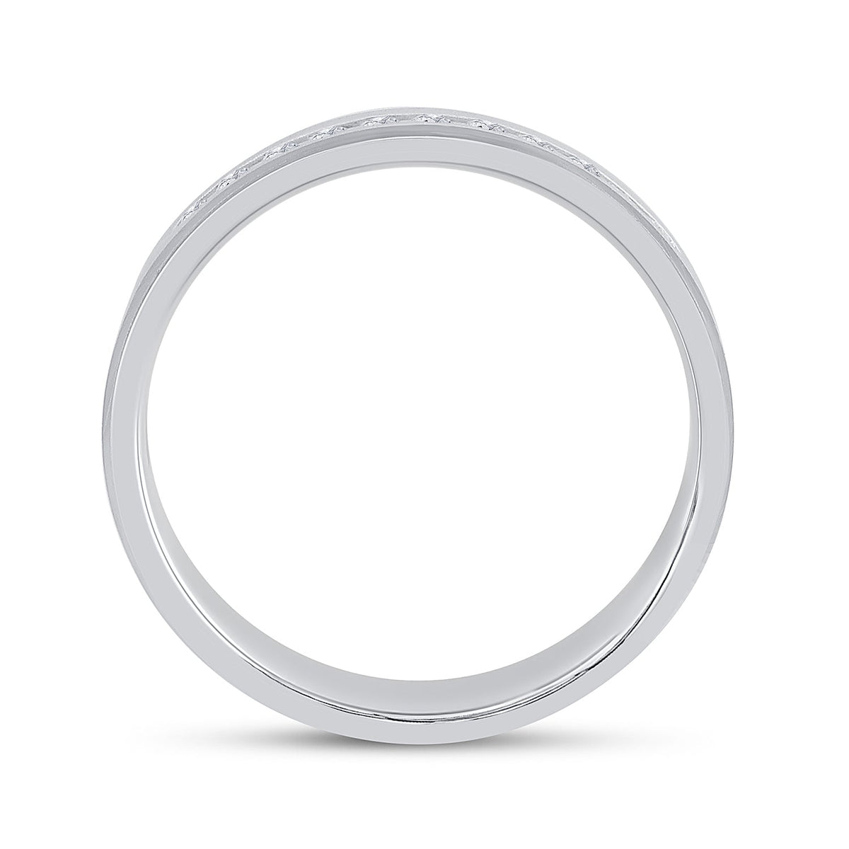 14K White Gold Round Diamond Men's Single Row Wedding Band Ring 1/4 Cttw - Splendid Jewellery