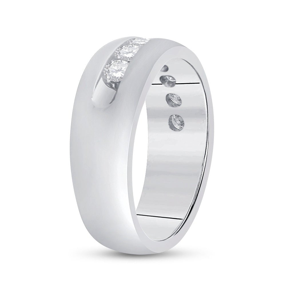 14K White Gold Round Diamond Men's Wedding Anniversary Band Ring 1 Cttw - Splendid Jewellery