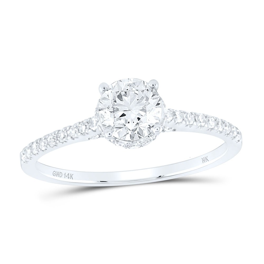 14K White Gold Round Diamond No Halo Engagement Ring 1 Cttw - Splendid Jewellery