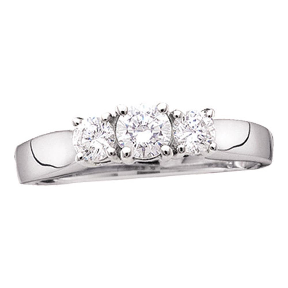 14K White Gold Round Diamond Women's 3 Stone Bridal Wedding Engagement Ring 1 1 1/2 Cttw - Splendid Jewellery