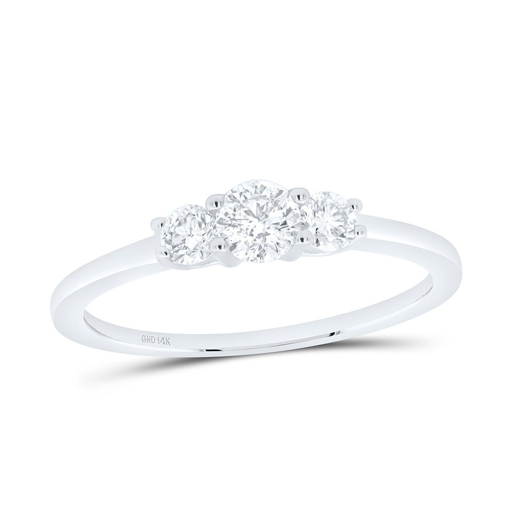 14K White Gold Round Diamond Women's 3 Stone Bridal Wedding Engagement Ring 1/2 Cttw - Splendid Jewellery