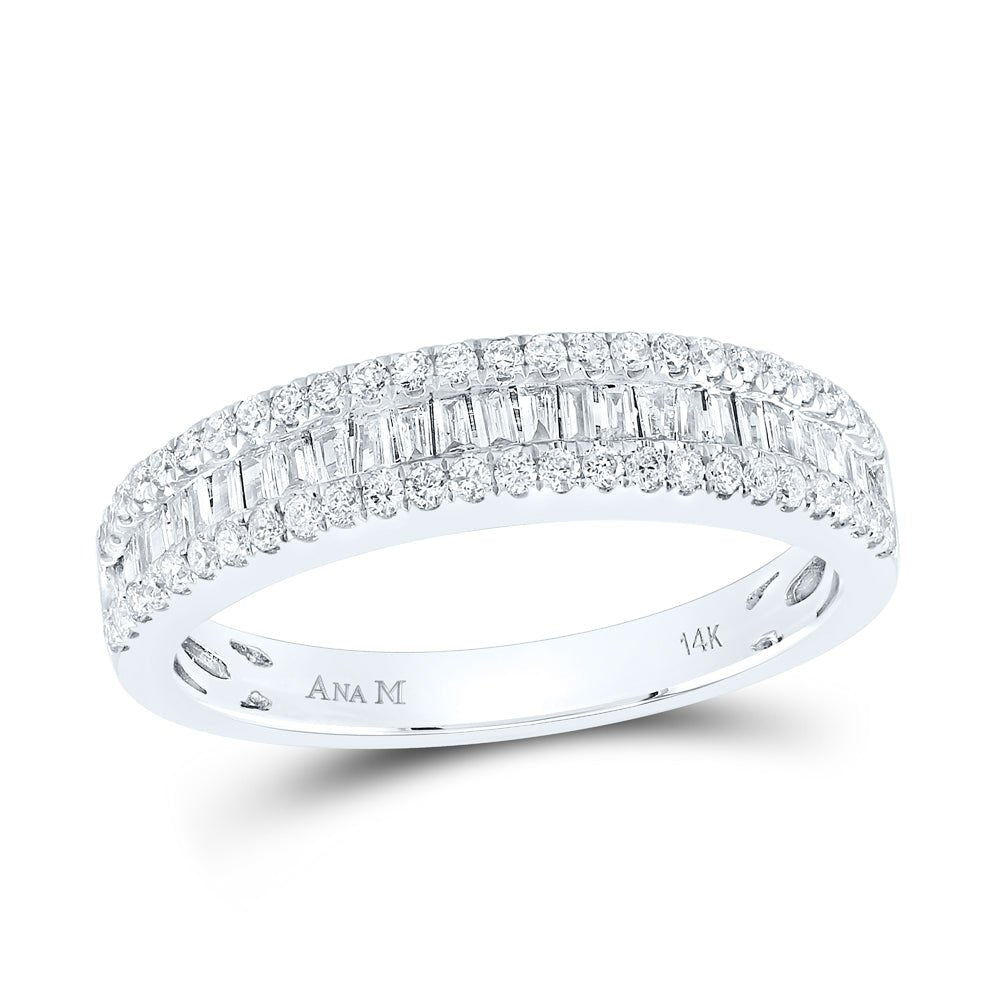 14K White Gold Round Diamond Women's Anniversary Band Ring 1/2 Cttw - Splendid Jewellery