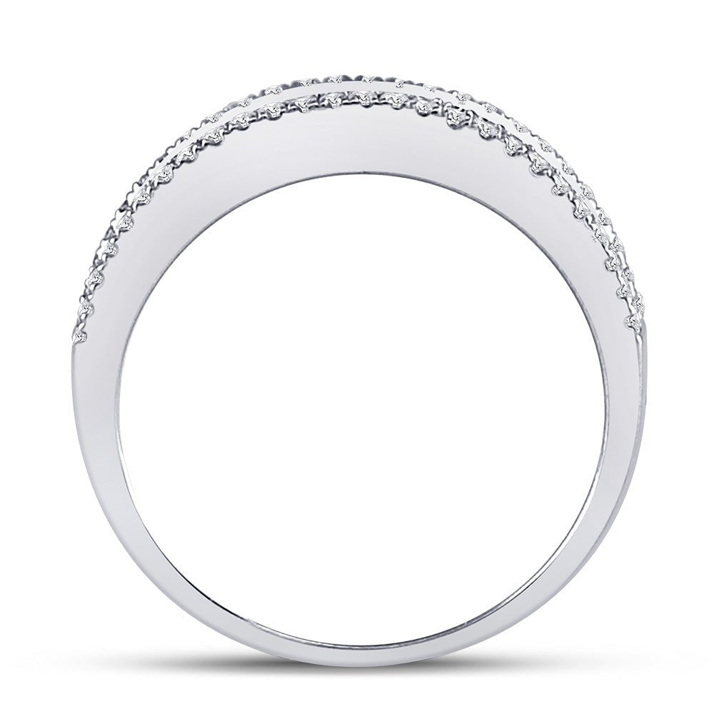 14K White Gold Round Diamond Women's Anniversary Band Ring 1/2 Cttw - Splendid Jewellery