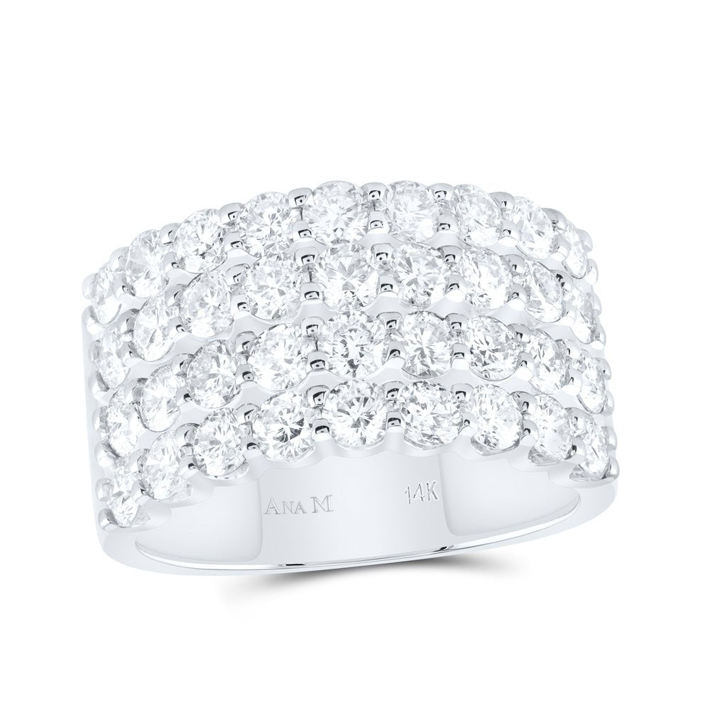 14K White Gold Round Diamond Women's Anniversary Band Ring 2 Cttw - Splendid Jewellery