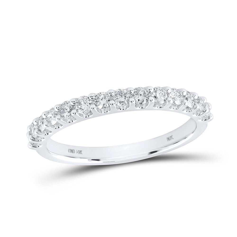 14K White Gold Round Diamond Women's Band 1/2 Cttw - Splendid Jewellery