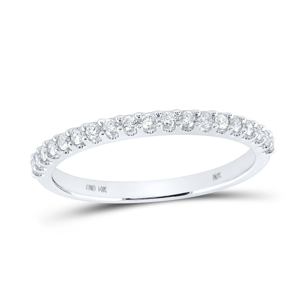 14K White Gold Round Diamond Women's Band 1/4 Cttw - Splendid Jewellery
