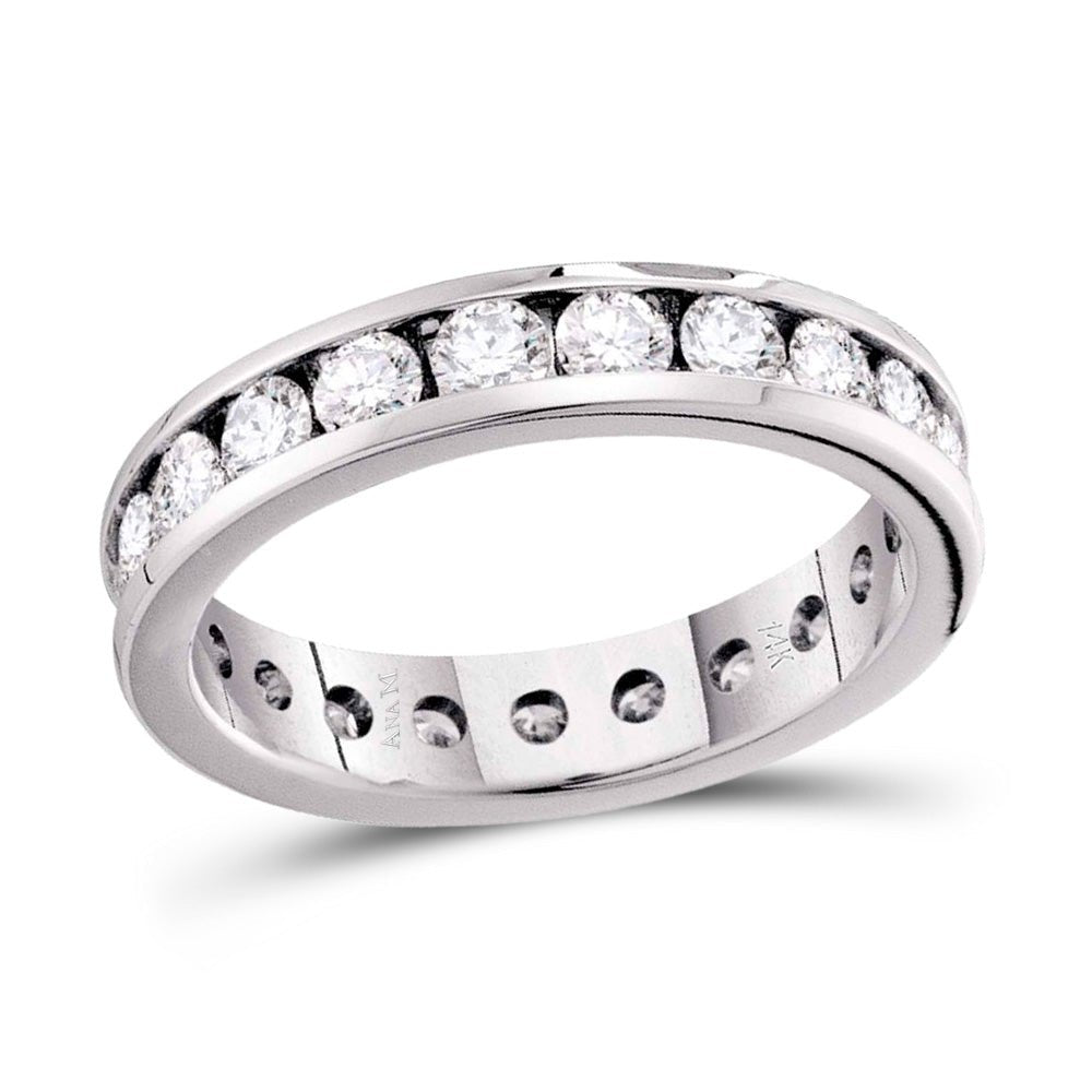 14K White Gold Round Diamond Women's Bridal Wedding Anniversary Eternity Band 1 1 1/2 Cttw - Splendid Jewellery
