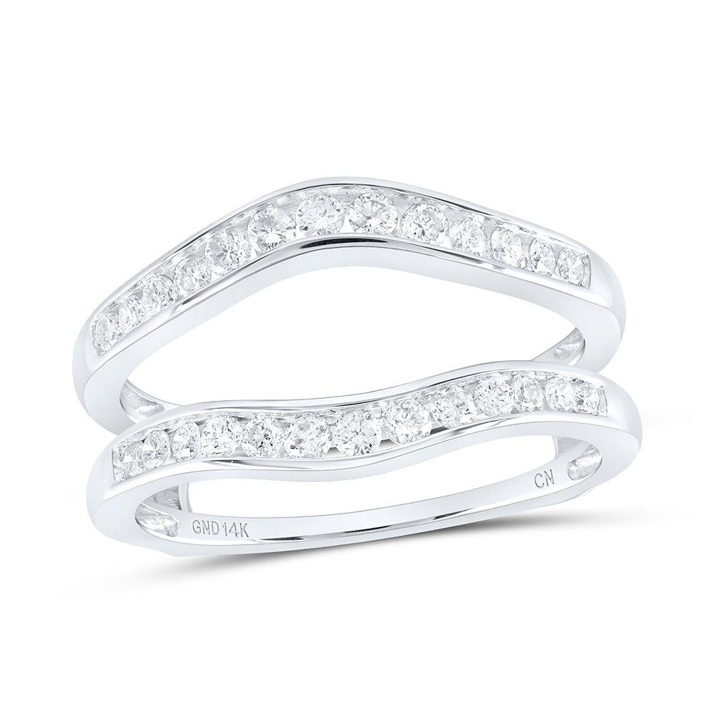 14K White Gold Round Diamond Women's Bridal Wedding Enhancer Band Wrap Ring 1/2 Cttw - Splendid Jewellery