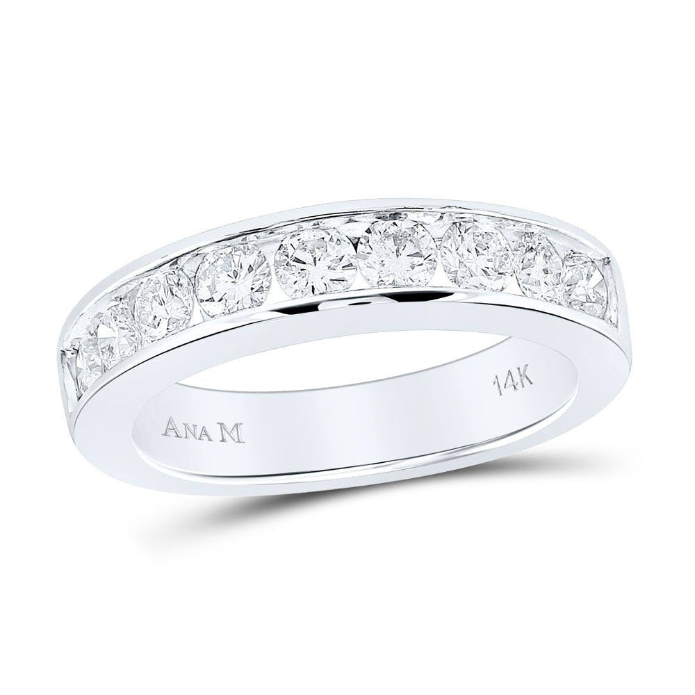 14K White Gold Round Diamond Women's Channel Set Single Row Wedding Band 1 Cttw - Splendid Jewellery
