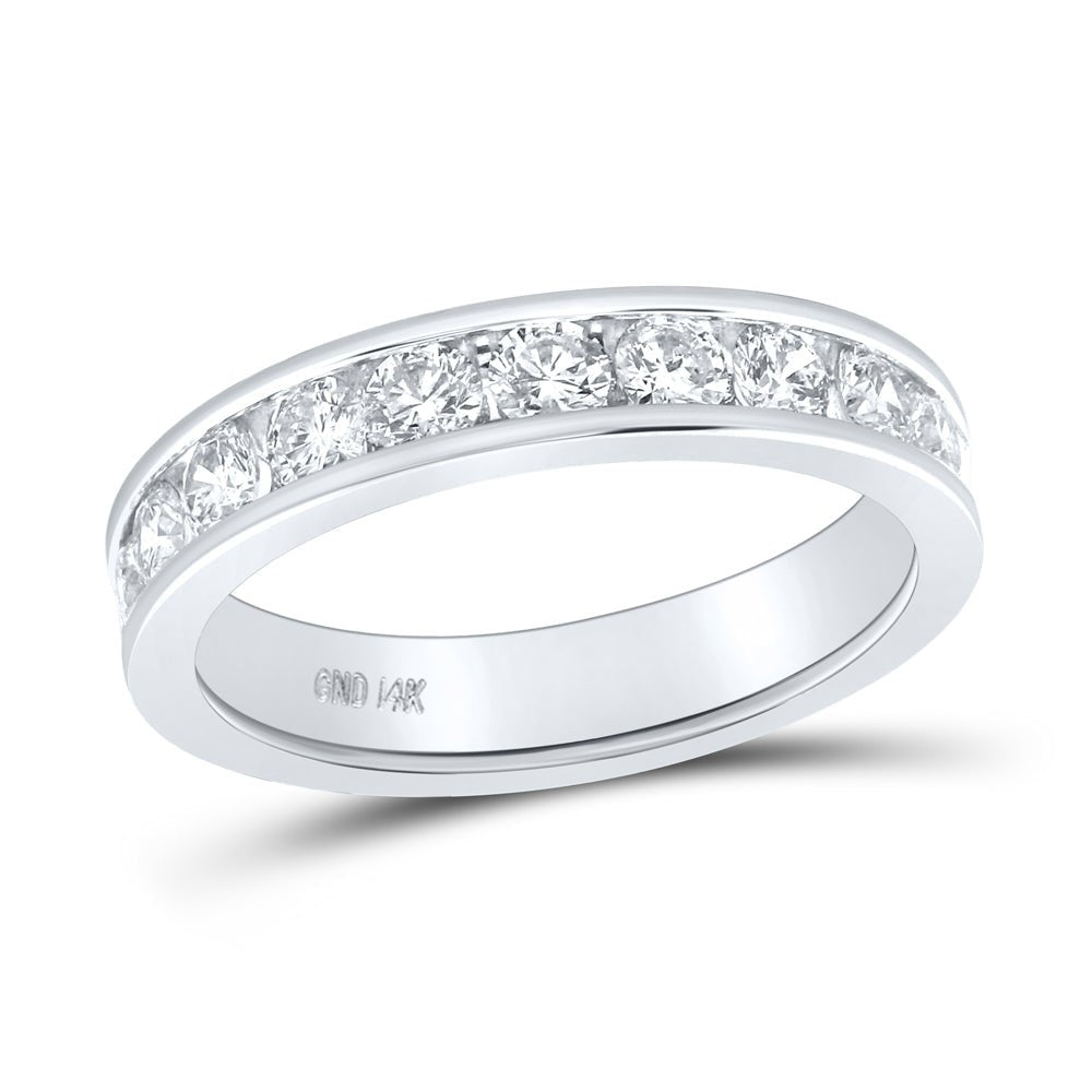 14K White Gold Round Diamond Women's Channel Set Wedding Band 1 Cttw - Splendid Jewellery