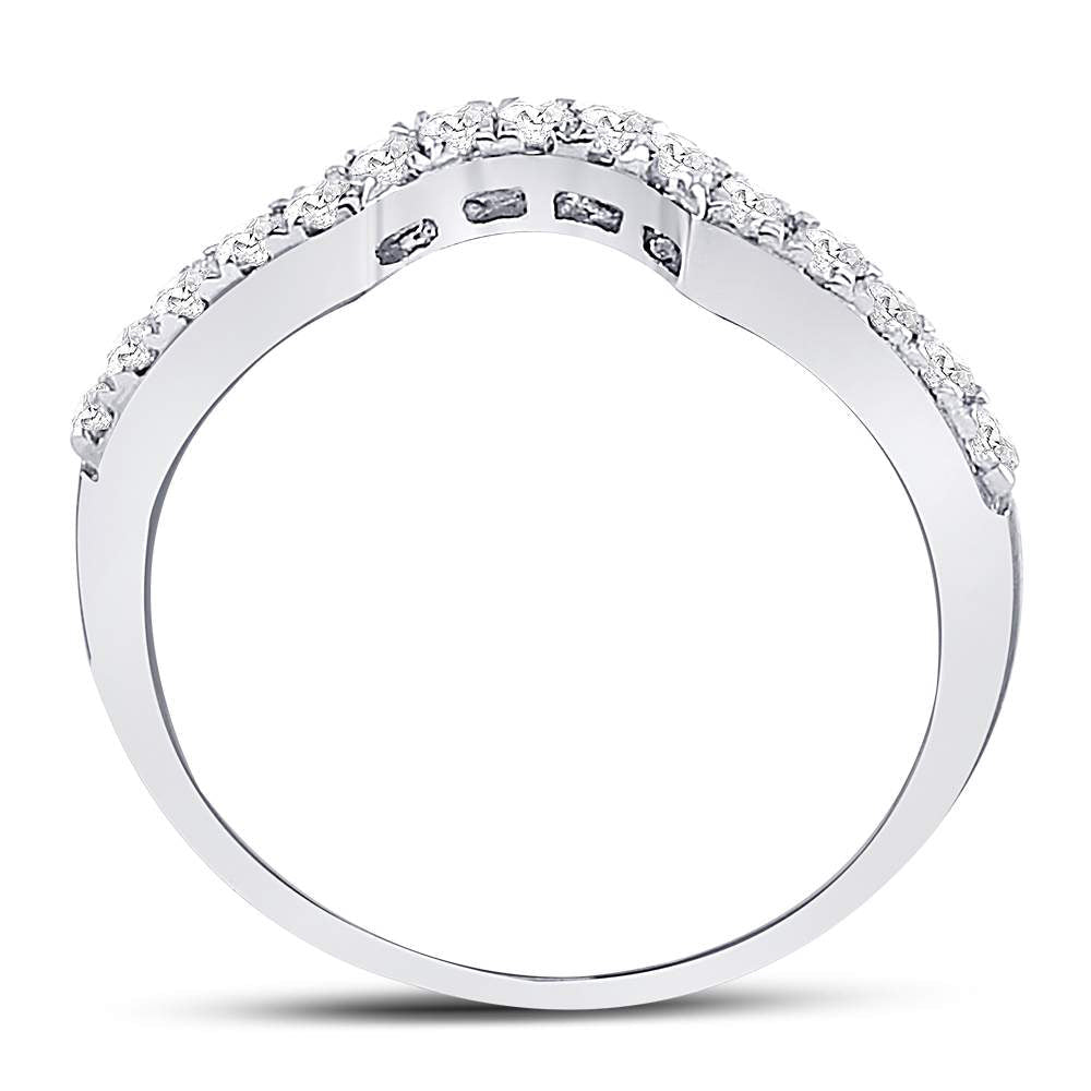 14K White Gold Round Diamond Women's Curved Wedding Band Ring 1/4 Cttw - Splendid Jewellery