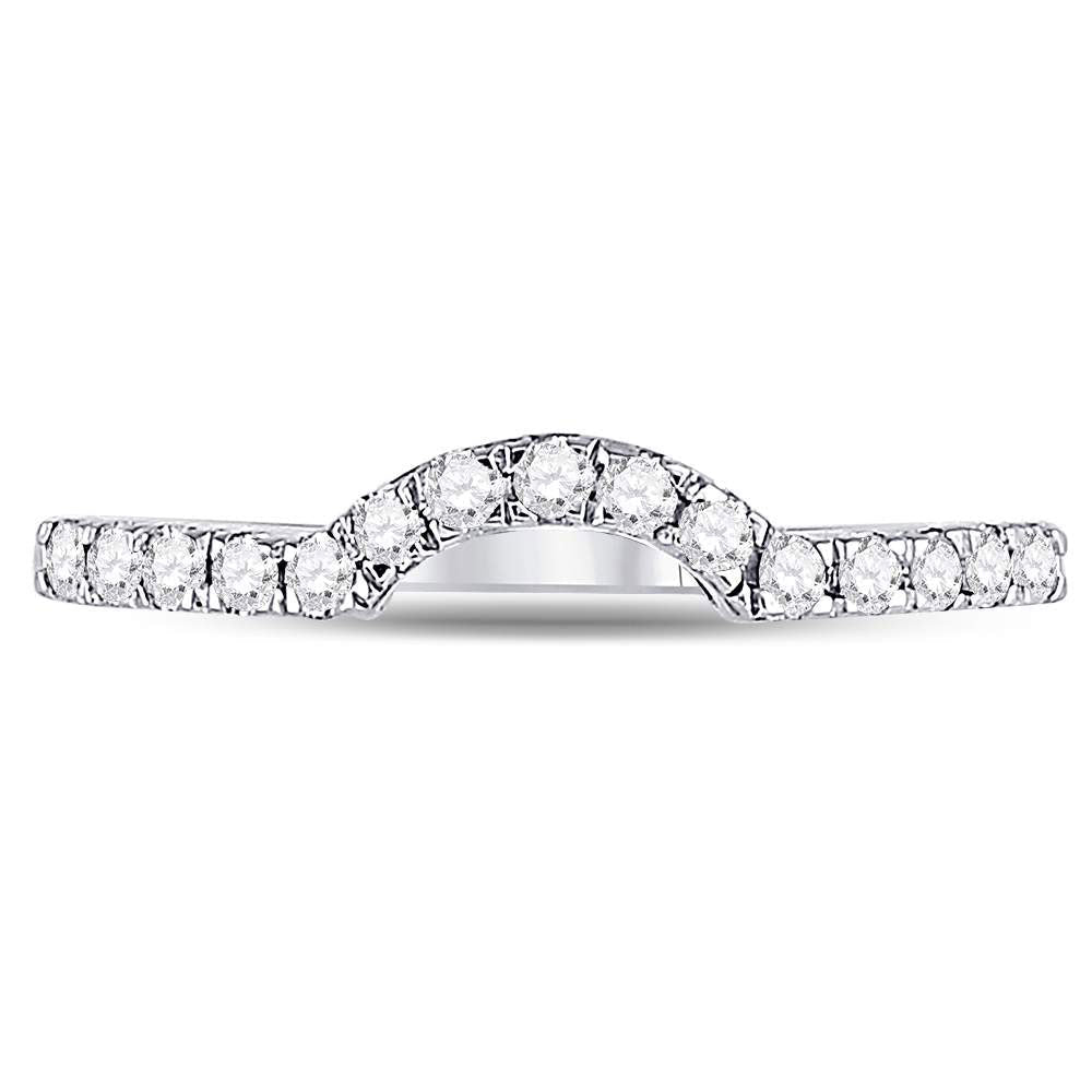 14K White Gold Round Diamond Women's Curved Wedding Band Ring 1/4 Cttw - Splendid Jewellery