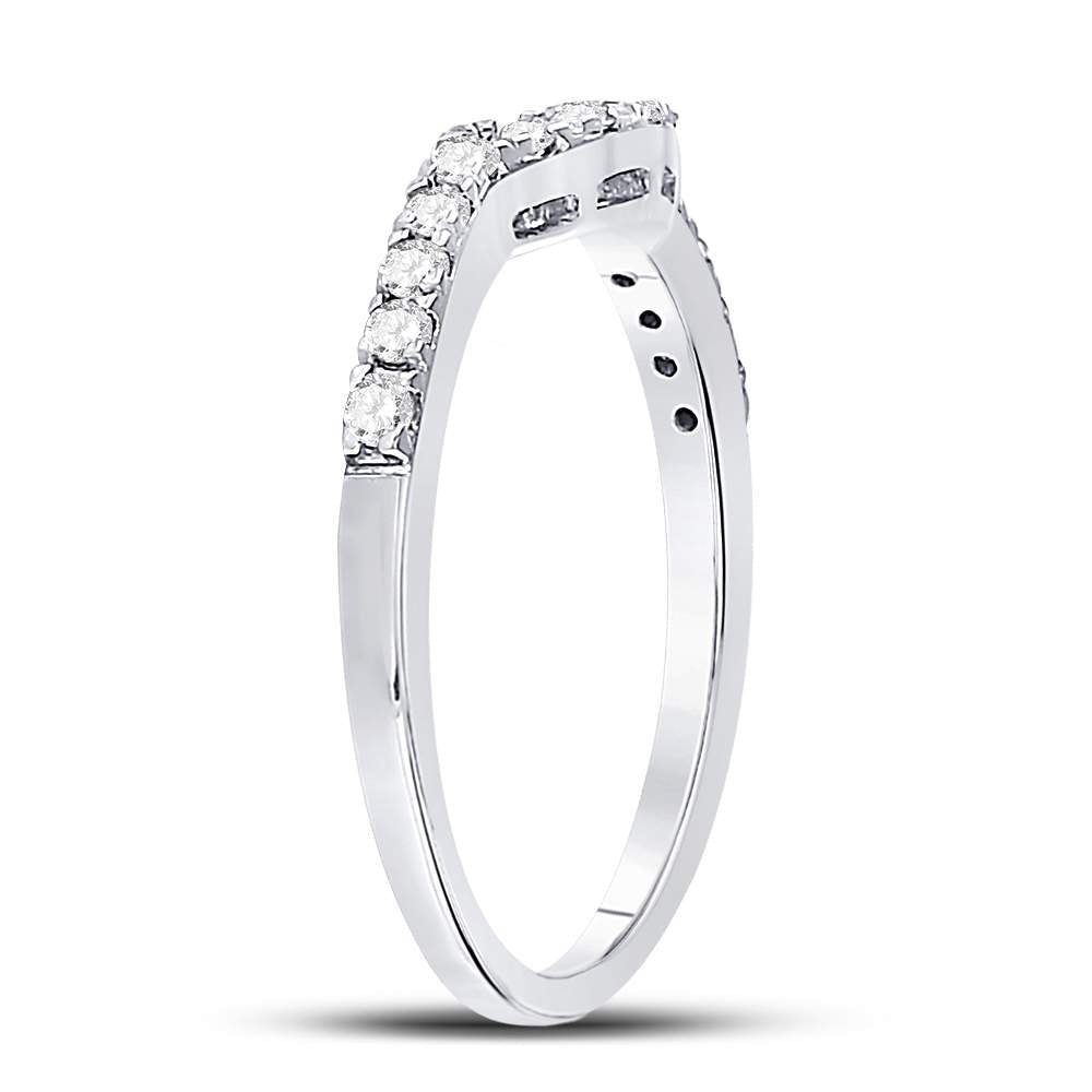 14K White Gold Round Diamond Women's Curved Wedding Band Ring 1/4 Cttw - Splendid Jewellery