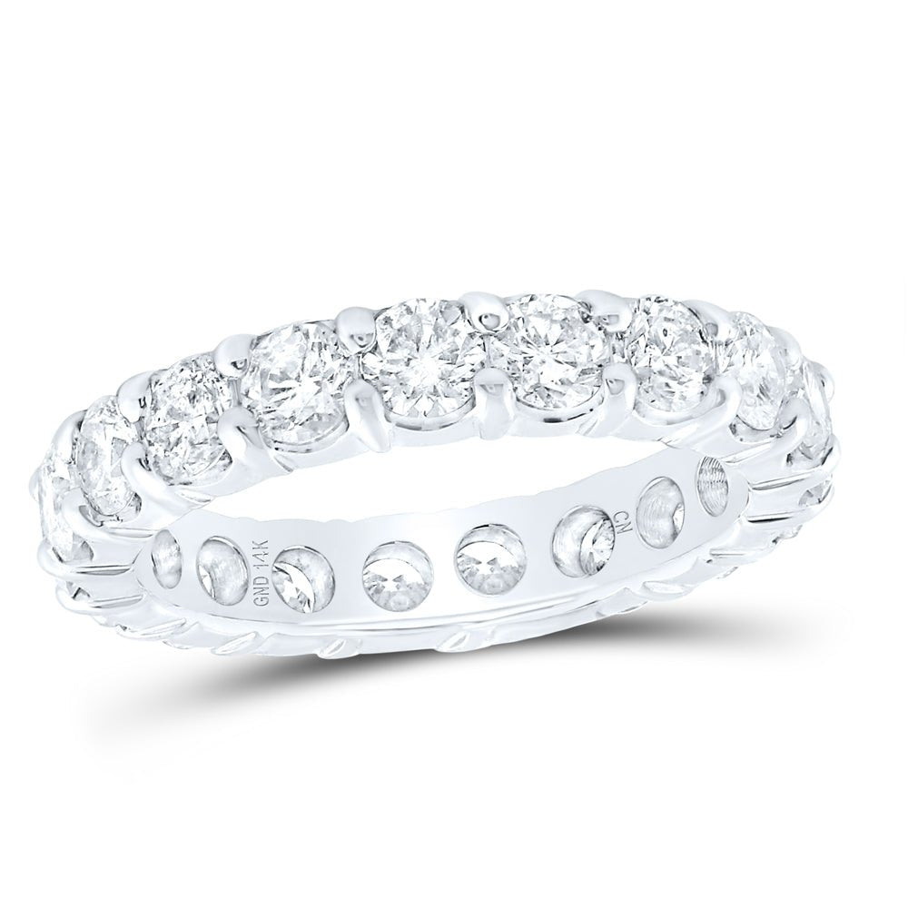 14K White Gold Round Diamond Women's Eternity Wedding Anniversary Ring 3 Cttw - Splendid Jewellery