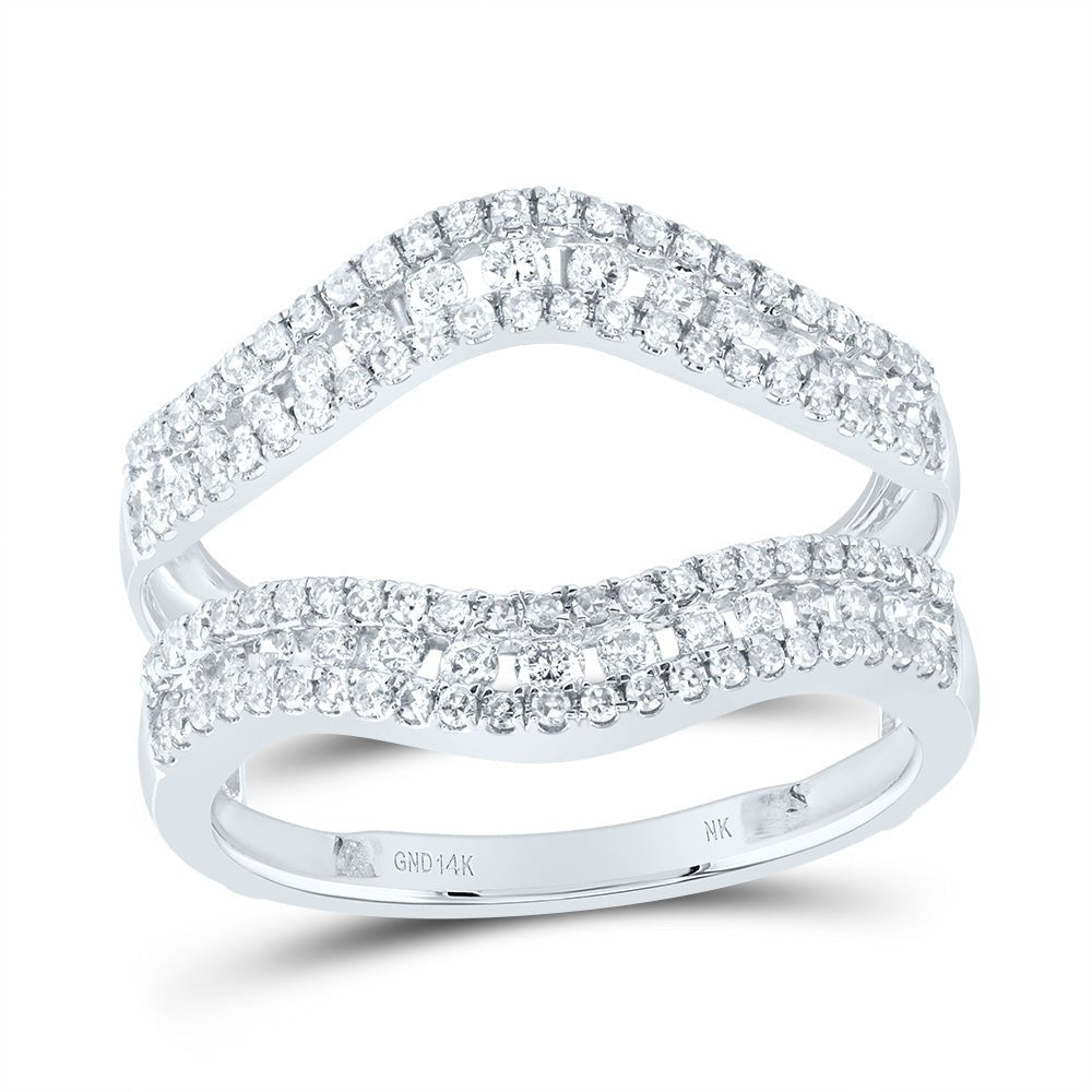 14K White Gold Round Diamond Women's Guard Ring 5/8 Cttw - Splendid Jewellery