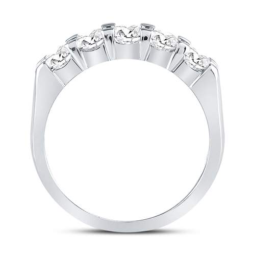 14K White Gold Round Diamond Women's Machine Set 5 Stone Wedding Band 1 Cttw - Splendid Jewellery