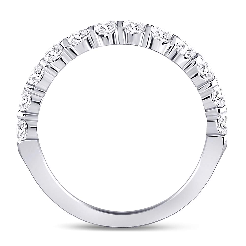14K White Gold Round Diamond Women's Machine Set Wedding Band 1 Cttw - Splendid Jewellery