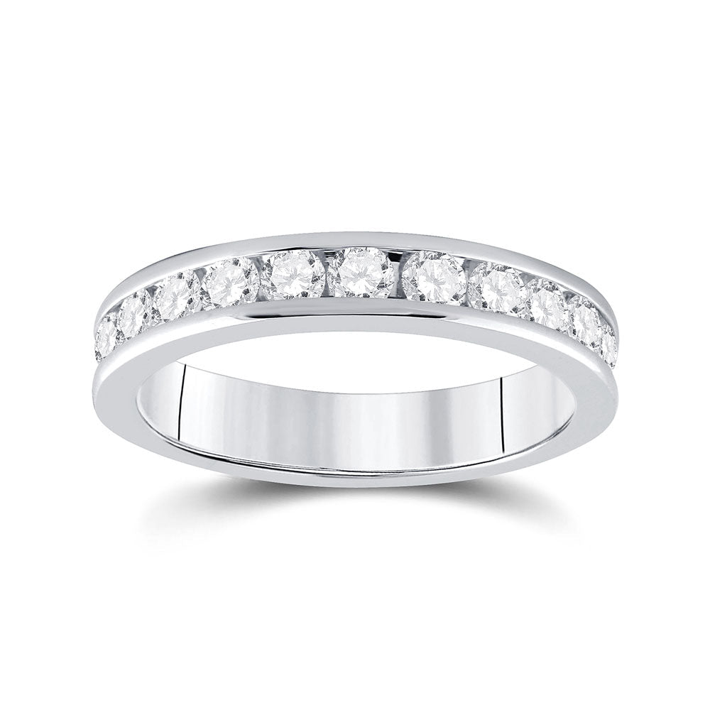 14K White Gold Round Diamond Women's Machine Set Wedding Channel Band 3/4 Cttw - Splendid Jewellery